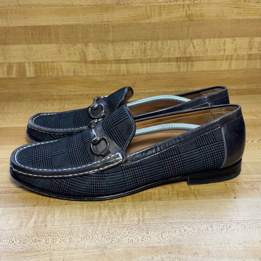 Mezlan Mens Plaid Bit Loafers Leather Trim Moc Toe Shoes 9M Made in Spain